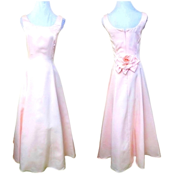 Jessica McClintock Gunne Sax Satin & Tulle Formal Prom Gown Light Pink Jr Sz 7/8 - Picture 1 of 14